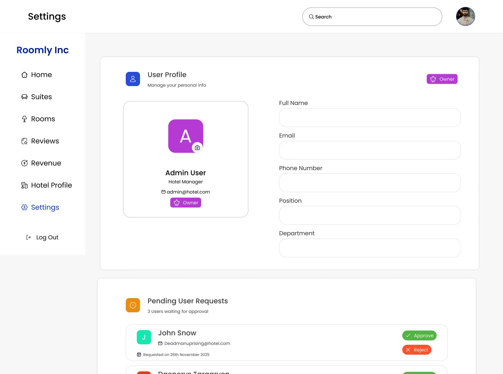 Roomly — Settings
